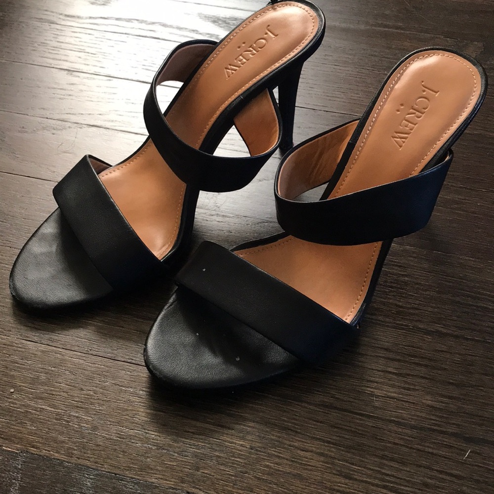 J Crew Black Leather Heels